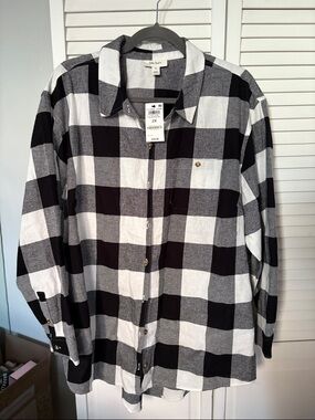On 34th Black & White Buffalo Check Button-Down Shirt - 2X